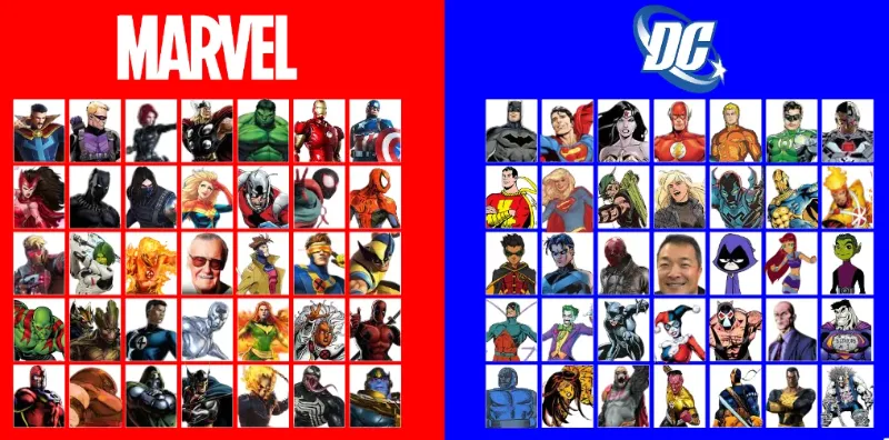 Marvel And DC Characters! - Guess Who Template